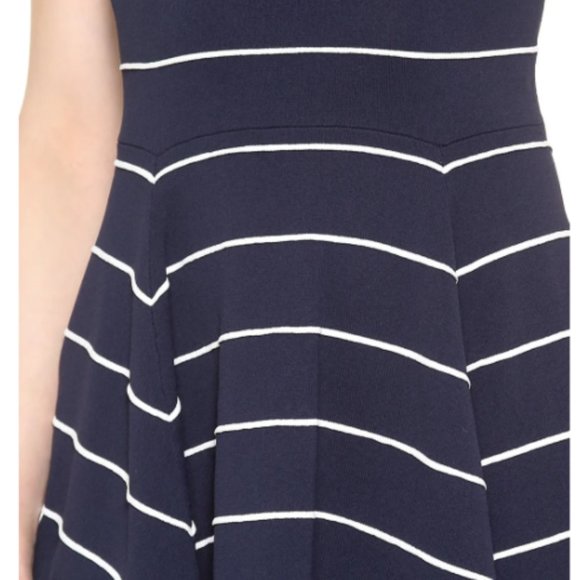 Alice + Olivia Bolton Ottoman Horizontal Pinstripe Navy Sleeveless Small Dress - Picture 4 of 16
